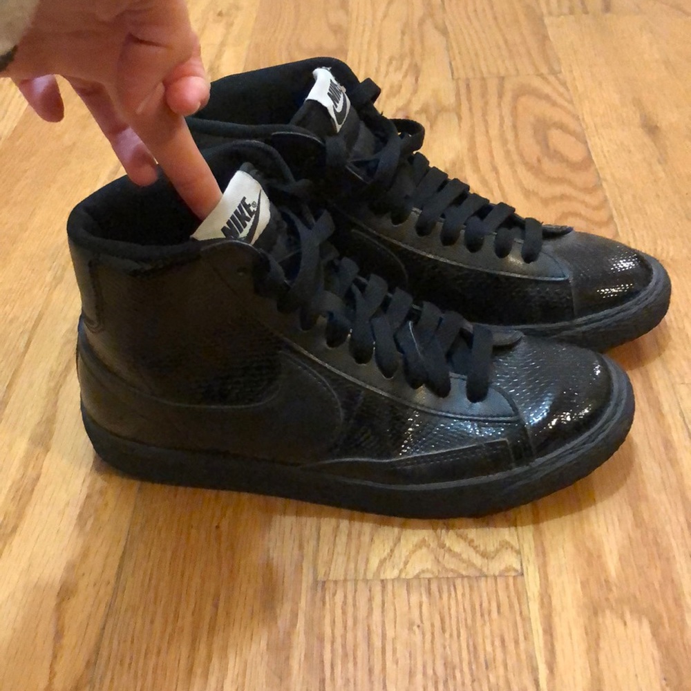 Black snakeskin Nike sneakers
